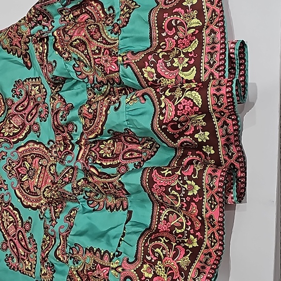 Tibi Paisley Skirt, draw string skirt Size 4 with slide hooks Green Pink brown - Picture 6 of 11